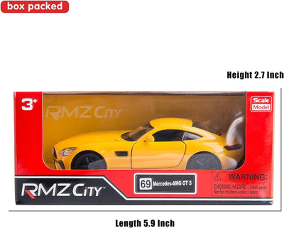 RMZ City 1:36 Scale Diecasting Alloy Car Model Benz AMG GTS Car Model Toy Car Pull Back Vehicles Toy Car for Toddlers Kids Boys Girls Gift (Yellow)