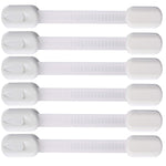 6 Pack Vmaisi Multi-Use Adhesive Straps Locks - Childproofing Baby Proofing Cabinet Latches for Drawers, Fridge, Dishwasher, Toilet Seat, Cupboard, Oven,Trash Can, No Drilling (White) (6)