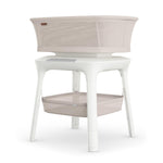 UPPAbaby Soma Smart Bassinet – 5 motions + 5 speeds + 4 Sounds with MotionSync Technology – Height Adjustable – Included Mattress, Sheet + Storage Basket – Charlie (Sand Mélange)