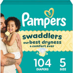 Pampers Swaddlers Diapers, Size 5 (20-37 lbs), 132 Count, Absorbent, Keeps Baby Dry and Comfortable, Skin Safe Disposable Baby Diaper (Packaging May Vary)