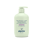 Pipette baby shampoo and wash bottle on a white background