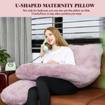 Chilling Home Pregnancy Pillow, U Shape Pregnancy Pillows for Sleeping, 55in Body Pillow for Sleeping, Body Pillows for Adults, Maternity Pillow, Velvet Removable Cover, Pink