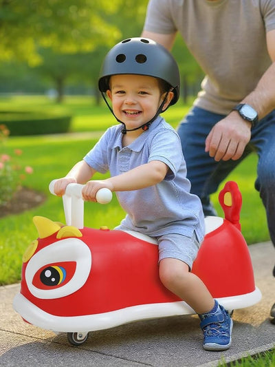 Wiggle Car Toy with 4 Wheels, Indoor Outdoor No Batteries Gears Pedals Ride-on Toy with Handle, Just Twist Wiggle Go Swing Car Toy for Kids Ages 2-4 Red