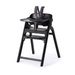Momcozy DinerPal Wooden High Chair for Babies, Toddlers & Adults Up to 308 Lbs, Convertible Baby Highchair with Food-Grade Tray, Dishwasher-Safe, Adjustable & Ergonomic, Midnight Black