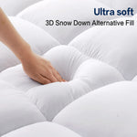 SOPAT Mattress Topper Queen Size Extra Thick Mattress Pad 8-21" Deep Pocket Soft Down Alternative Fill Mattress Protector Pillow Top Mattress Cover (60x80 Inches, White)