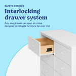 Graco Olivia 6 Drawer Double Dresser (White) – GREENGUARD Gold Certified Storage for Baby and Kids Bedroom, Interlocking Drawer System, Anti-Tip Kit Included