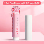 Doraking Cute Eraser, Retractable Kawaii Cat Paw Erasers for Kids, Rubber Push-Pull Eraser for Students Writing Drawing Aesthetic Erasers for School Office Supplies