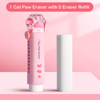 Doraking Cute Eraser, Retractable Kawaii Cat Paw Erasers for Kids, Rubber Push-Pull Eraser for Students Writing Drawing Aesthetic Erasers for School Office Supplies