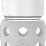 Lifefactory 8-Ounce Wide Neck Glass Baby Bottle with Protective Silicone Sleeve and Stage 2 Nipple, Stone Grey (LG2211WCG4)