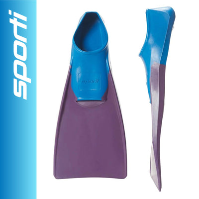Sporti Adult-Kids Short Swim Fins, Floating Fin for Swimming & Snorkeling, Swim Flippers for Training - PurpleBlue - Youth 3-4 / W 5