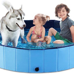 Jasonwell Foldable Dog Pet Bath Pool Collapsible Dog Pet Pool Bathing Tub Kiddie Pool Doggie Wading Pool for Puppy Small Medium Large Dogs Cats and Kids 63" Blue