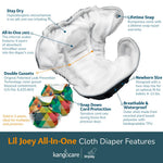 Kanga Care Lil Joey Newborn All in One AIO Cloth Diaper (2pk) Castle 4-12lbs
