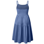 GINKANA Maternity Spaghetti Strap Dresses Solid Pregnant Woman Sleeveless Cami Dress Knee Length Summer Daily Wearing Maternity Dresses,Purple Gray,L