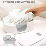 Momcozy Baby Wipe Warmer, Innovative Spring Design, Large Capacity Wipes Dispenser for 60-80pcs, Fast & Even Heating, 4 Modes of Temperature Heating Control, Diaper Wipe Warmer with Night Light, Grey