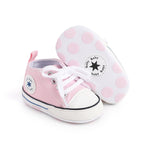 KKIIDDSS Unisex Baby Girls Boys Canvas High-top Shoes, Newborn Infant Anti-Slip Soft Sole Frist Walking Sneakers (A02/Little Pink,12-18 Months)