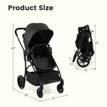 INFANS 2 in 1 Baby Stroller, Convertible Stroller with Bassinet Reversible Seat Adjustable Backrest Canopy One Hand Fold, Compact Toddler Pushchair for Kids Infants Newborns 0-36 Months (Black)