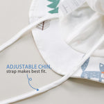 pureborn Newborn Unisex Baby Sun Hat Wide Brims Bucket Hat Sun Protection with Straps Colorful Fox 0-3 Months