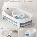 GiggleGlow Baby Bath Seat for Babies 6-12 Months, Bath Tub for Baby with Non-Slip Suction Cups, Infant Bath Chair for Newborn, Quick-Dry Mesh (Blue & White)