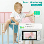 Ellie Baby Monitor, 5" IPS Screen, 1080P HD No WiFi Camera, 6000mA Battery Life, 1000ft Long Distance, Smart Monitoring: Cry Detection, Virtual Fench, Sleep Analysis, 24hrs Playback, Anti-Noise