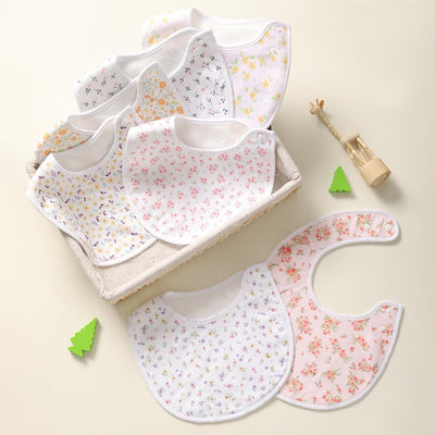 lazyrhino Soft and Absorbent Baby Bibs,Flower Pattern,Adjustable,unisex,Pack of 7 (multi02)