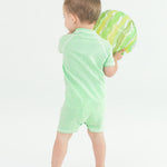 RUGGEDBUTTS Spring Green Seersucker Short Sleeve One Piece Rash Guard - 3-6m