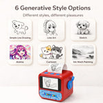 NeuroBuddie AI Sticker Box Printer for Kids, Voice-to-Sticker, Magic Thermal Sticker Maker with Display, Inkless Portable Mini Printer for Coloring Creative DIY Fun, 6 Rolls Paper Included