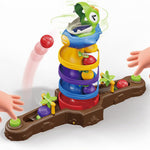 Dinosaur Ball Drop Toy for 3 4 5 6 7 8 Years Old Kids, Dino Spin Twister Toddlers Toy, Shoot Balls Toddler Montessori Toys Gifts for 3-6 Year Old Boys Girls, 2 Players PK Mode