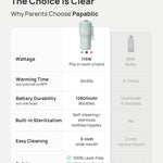 Papablic Portable Bottle Warmer Pro — 115W Fastest Heating, Built-in Sterilizer, Baby Milk Warmer On The Go for Travel and Home, 5 Temp Settings and Keep Warm for Breastmilk & Formula (Mint Green)