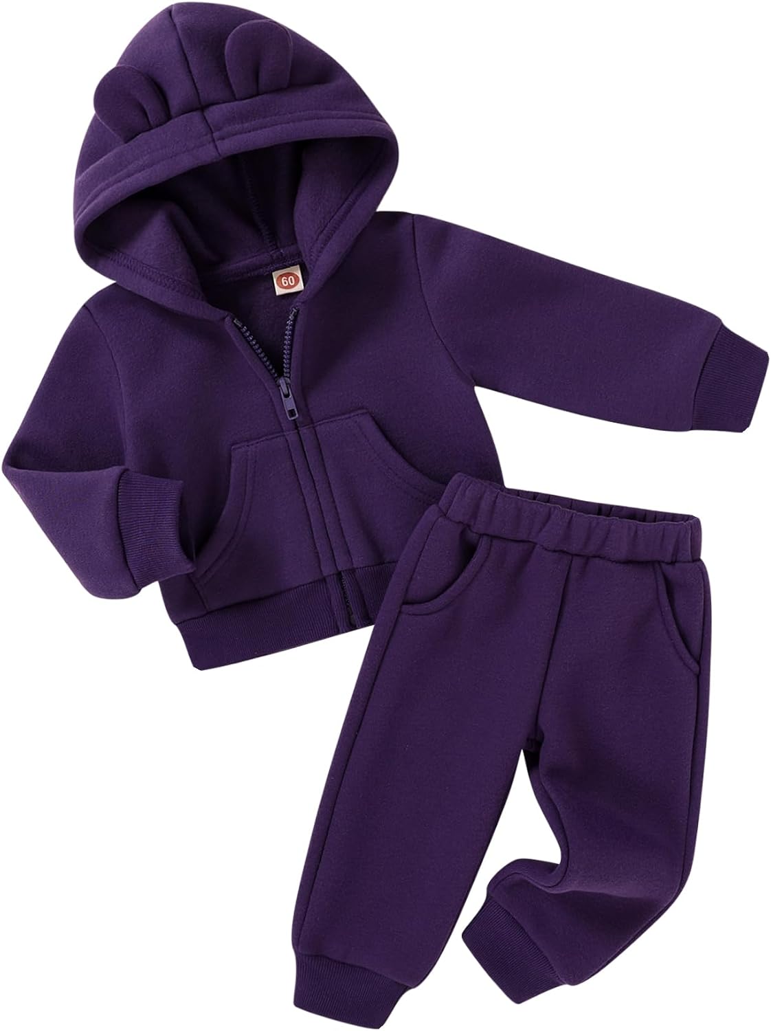 Happy Town Baby Clothes for Girls Boys Clothes Solid Color Zipper Hoodie and Pants Set Infant Fall Winter Outfits