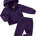 Happy Town Baby Clothes for Girls Boys Clothes Solid Color Zipper Hoodie and Pants Set Infant Fall Winter Outfits