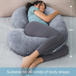 INSEN Pregnancy Pillow,Maternity Body Pillow with Velvet Cover,C Shaped Body Pillow for Sleeping (Grey)