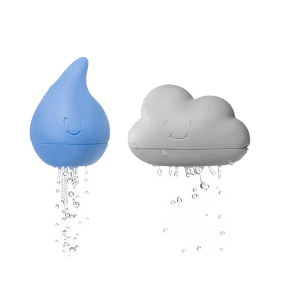 Ubbi Muted Color Cloud and Droplet Silicone Bath Squeeze Toys for Toddlers and Baby, Fun Interactive Bath Time Accessory, Set of 2