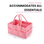 PandaEar 2 Pack Baby Diaper Caddy Organizer, Portable Diaper Holder Nursery Storage Basket for Wipes & baby stuff, Collapsible Baby Organizers with Divided Design (Red/Pink)