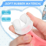 ANOOVV 4 Pack U Shaped Toothbrush Kids, Soft Silicone Brush Head Whole Mouth with Handle 360 ° Oral Teeth Cleaning Design for Toddler Toothbrushes Age 2-6
