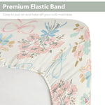 Pastel Floral Bows Baby Crib Sheets for Boy Girl 28"x52" Preppy Floral Pink Blue Bows Soft Snug Fitted Crib Mattress Covers Boho Flowers Spring Summer Baby Sheet Fits Crib & Toddler Bed Mattresses