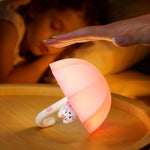 LED Umbrella Night Light, Rechargeable Touch Lamp for Nursery, Bedside Lamp with Cute Animal Design, White (White)