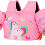 MoKo Toddler Swim Vest for Kids, Swim Arm Floaties 13-70lbs Cartoon Swimming Water Wings Pool Float Vests Sleeves Shoulder Straps Arm Band for Children Learn to Swim