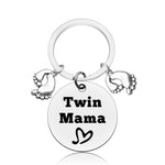 Twins Mama Gifts Twin Mom Gifts Keychain Baby Twin Gifts Twin Boy Mom Gifts Pregnancy Gifts for New Mom Twin Girls Mom Gifts Jewelry Baby Shower Announcement Gift Mother's Day Gift for Twin Mom