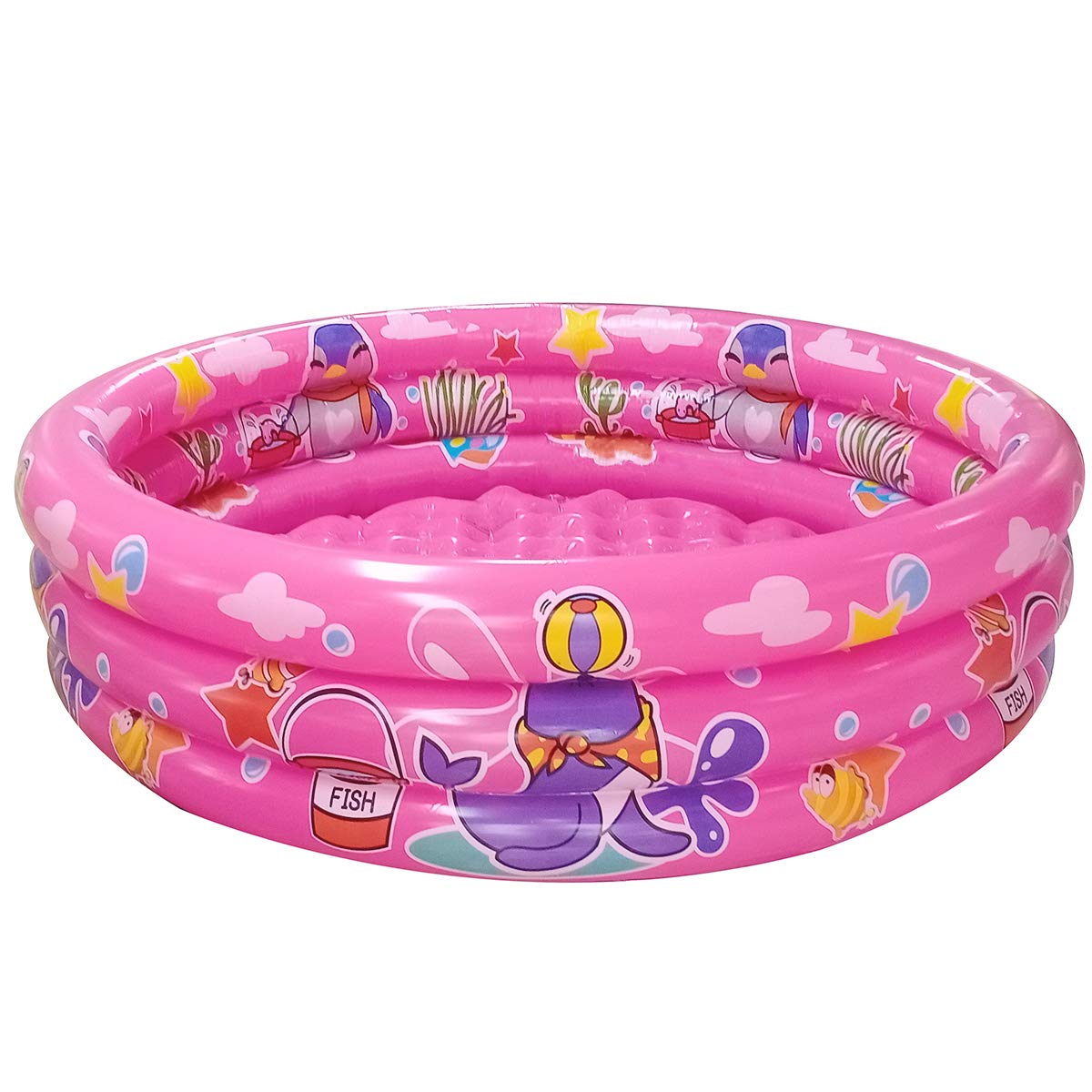 3 Rings Kiddie Pool for Toddler, 48”X12”，Kids Swimming Pool, Inflatable Baby Ball Pit Pool, Small Infant Pool (Blue)