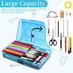 Pencil Box, Clear Pencil Case, Large Capacity Plastic Hard Pencils Case Crayon Box with Snap-Tight Lid Stackable for Kids Adult Student Pens Pencils School Supplies Storage Office Supplies, Blue