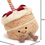 Jellycat Amuseables Birthday Cake Stuffed Toy, 6 inches | Dessert Plush | Birthday Gift