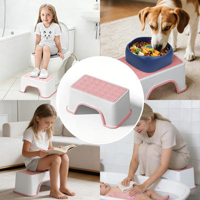 ZLMHYYM 5 Inch Height Step Stool, 11.8" Wx7.6 D Toddler Step Stool, One Step Stools for Kids, Small Child Foot Stool for Bed, Kitchen, Bathroom, Toilet, Potty Training - Pink, 1PC