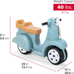 Step2 Ride Along Scooter Kids Push Car, Foot Powered Ride On Toy, Practice Balance with 4 Wheels, Made of Durable Plastic, Max Weight 40 lbs., For Toddlers 1.5-4 Years Old, Aqua