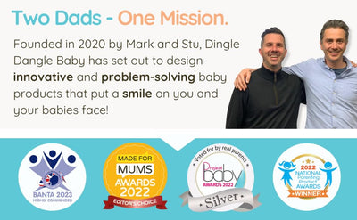 DINGLE DANGLE - Baby Gift Set - 3 in 1 Diaper Changing Helper Headband, Baby Mobile, & Sensory Rattle; Newborn Essentials Must Have - Great Baby Registry or Shower Gift - Featured on Shark Tank