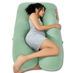 QUEEN ROSE Cooling Pregnancy Pillows, U Shaped Full Body Maternity Pillow for Pregnant Support, Green