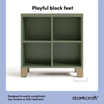 Storkcraft California Cube Organizer Bookcase (Olive with Driftwood) – GREENGUARD Gold Certified Book Shelf for Kids, Premium Wooden Cubbies