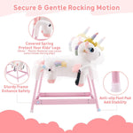 FUNLIO Unicorn Spring Rocking Horse for Kids 3-6, Rainbow Fairy Ride on Horse with Covered Spring & Sturdy Frame, Neighing & Galloping Sound for Pretend Play, Horse Toys Gift, CPC & CE Certified