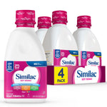 Similac soy isomil infant formula bottles with packaging on a white background