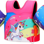 MoKo Toddler Swim Vest for Kids, Swim Arm Floaties 13-70lbs Cartoon Swimming Water Wings Pool Float Vests Sleeves Shoulder Straps Arm Band for Children Learn to Swim