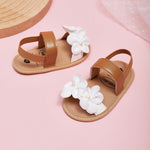 Yibubu Baby Girl Flower Sandals Soft Sole Infant First Walker Shoes, Cute Toddler Summer Sandals with 3D Chiffon Flowers & Elastic Heel Strap for Newborn 0-6 6-12 12-18 Months (6349BW, Infant, Women, 18 Months, Age, US Footwear Size System, 6 Months, Medi